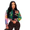 Mode Mantel Frauen Druck Jacken Blume Bomber Unisex Racer Jacken Varsity Streetwear Colorblock Frau Jacke Kleidung