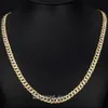 Davieslee Silver Color Yellow Gold Filled Necklace For Mens Chain Hammered Cut Round Curb Cuban Link 6mm240m