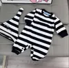 İlkbahar Sonbahar Bebek Marka Yükselen Şapkalarla Yenidoğan Uzun Kollu Çizgili Tulumlar Bebek Bebek Onesies Toddler Giyim