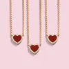 Designer Heart Love Halsband för kvinnor Rostfritt stål Tillbehör Zircon Green Pink Hearts Chain for Womens Jewelry Gift265K