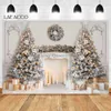 Materiale di sfondo Natale Soggiorno Sfondo per la fotografia Inverno Albero di Natale Regalo Camino Bambino Ritratto di famiglia Decorazioni di Natale Sfondo foto YQ231003