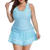 Women's Swimwear Tankini Top Bathing Suits Striped Vintage Swim Dress