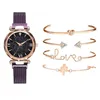 Наручные часы розовое золото звездное небо циферблат женские женские хрустальные браслеты кварцевые наручные часы комплект из 5 шт.