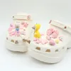Cute Pink Duck Charms Designer DIY Anime Shoes Decaration Charm for Croc JIBS Clogs Hello Kids Women Girls Gifts253z