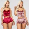 Aktiva uppsättningar Velvet tvådelar BH SET Sexig underkläder Home Wear V-ringningsband Yoga Pyjamas