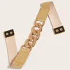 Belts Gold Chain Link Buckle Women's Decorative Coat With Dress Elastic Waist Closure Wide Waistband Belt