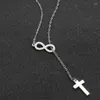 Pendant Necklaces Simple Fashion Eternal Cross Combination Necklace Stainless Steel Women's Men's Accessories 2 Colors Wholesale