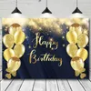 Achtergrondmateriaal Glitter Gouden Ballon Volwassen Happy Birthday Party Decor Banner Achtergrond Bruiloft Aanpassen Photocall Achtergrond Fotografie Prop YQ231003