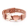 New 18k gold Fashion Women Stainless Heart Star charms Belt Mesh design wide band bracelet in 10mm can adjust size spain bears sty352S