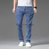 Men's Jeans 2023 Spring Summer New Classic Youthful Vitality Men's Fit Straight Thin Denim Jeans Lightweight Cotton Stretch TrousersL231003
