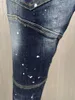 Męskie dżinsy 2023 SPLICE Scratch Farba Farba Moda Modna Moda Pantie A609#