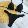 Kvinnors badkläder Summer Kvinnor Sexig bandage Brasiliansk bikini Set Top Thong Bottom Beach Push-Up Ladies Lace Up Swimsuit Beachwear