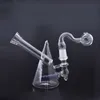 Mini vetro spesso colorato Dab Rig Bong narghilè Tubi per acqua in linea Perc con cupola e chiodo per bruciatore a olio per unghie Banger