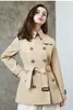 Omen's Trenchcoats Herbst Frauen Kurzmantel Zweireiher Gürtel Casual Britischen Wind Lose Mantel Phyl22