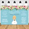 Background Material Laeacco My First Communion Photography Backdrop Watercolor Flower Cross Cartoon Boy Girls Baptism Portrait Customized Background YQ231003