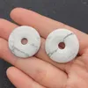 Colares de pingente 25mm Howlite WhiteTurquoise Círculo Donut Pingentes Encantos Big Hole Beads para DIY Jóias Fazendo Colar Oco Pedra