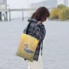 Shopping Bags Outdoor Beach Dawn By The River Painting Print Tote For Women Casual Linen Febric Shoulder Bag Foldable