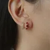 Boucles d'oreilles créoles BOAKO réel 925 en argent Sterling boucle d'oreille INS géométrique rouge Rose Zircon pour les femmes adolescentes 9mm boucle d'oreille Joias Feminina