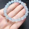 Link Bracelets Natural Aquamarine Bracelet String Charms Fashion Personalized Men Women Gemstone Jewelry Lovers Gift 1pcs 8mm