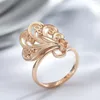 Clusterringen Dckazz Vlinderring Luxe Klassiek 585 Rose Goud Kleur Pauw Vrouw Sieraden Voor Moeder Vrouw Kerstcadeau