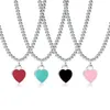 Design 925 prata esterlina contas colares para mulheres jóias com rosa azul vermelho preto cor esmalte coração colar whole1726
