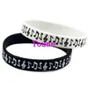 50PC nouveau Design Classi Logo Note de musique Bracelet en Silicone pour étudiant noir blanc 263R