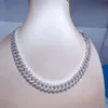 marka moda kobieta w pełni vvs moissanite luksusowy kubańska łańcuch linków drobnowociśniaka biżuteria bagietka diamentowy naszyjnik 925 Srebrna bransoletka
