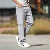 Mäns jeans 2023 Summer Brand New Men's Straight Lous Thin Jeans Simple Casual Clothing Lightweight Cotton Stretch Light Grey Jeansl231003