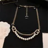 Pearl Chokers Designer C Pendant Necklaces Letter Gold Necklace Women Double jewelry CCity Woman Gift 54765