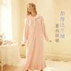Mulheres sleepwear 2023 inverno princesa longo rosa camisola coral veludo camisola renda pijama roupa feminino