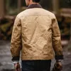 Jaquetas masculinas jaqueta encerada a óleo cáqui solto à prova d'água clássico safari militar estilo motocicleta casaco primavera outono vintage streetwear