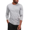 lu Mannen Yoga Outfit Sport T-shirt met lange mouwen Heren Sportstijl Kraag met knopen Shirt Training Fitnesskleding Elastisch Sneldrogend Slijtage Vrije tijd op straat