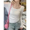 Pulls pour femmes Slim Femmes Doux Élastique Col Carré À Manches Longues Haut Tricoté Automne Élégant Pull Pull Pull Undershirt