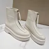 the row leather platform zipper Martin ankle boots fashion Knight combat booties luxury Designer Boots for women gril Black white brown With box womens 2024