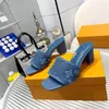 Fashion high-heeled women's slippers Summer luxury designer chunky sandals High quality sexy party shoes Comfortable Hotel Soft drag designer shoelaces box 6.5CM