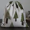 Green Tree Linen Gift DrawString Bag 8x10cm 9x12cm 10x15cm 13x17cm Party Candy Sack Makeup smycken Jute Packaging Pouch257k