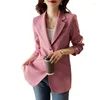 Damskie garnitury Spring Pink Sull Juck For Women 2023 Autumn Korean Style High Sense Casual Small Blazer Feminino