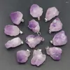 Pendentif Colliers Vente Naturel Violet Cristal Pierre Brut Minerai Améthyste Collier Irrégulier Charme Quartz DIY Fabrication De Bijoux En Gros 20 pcs