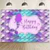 Bakgrundsmaterial Little Mermaid Theme Party Backdrop Photography Baby Shower Decor Bakgrund Fotocall Girl Birthday Wedding Backdrops Decor YQ231003