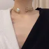 Modedesigner 18k guld dam choker halsband lyxiga smycken halsband elegant hjärtformad pärlhalsband kvinnor bröllop clavicle253s