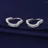 Hoop Earrings Luxury Zircon Love Heart Earring For Women Girls Fashion Party Wedding Jewelry Gift Eh055