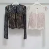 Blusas de mujer Korobov, camisas ahuecadas sexis con espalda descubierta, Base de encaje de manga larga, camisetas ajustadas transparentes, Blusa femenina de moda coreana