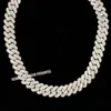 Marke Mode Frau Schwere Qualität 20 mm kubanische Gliederkette Vvs Baguette Moissanit Diamant 925 Sterling Silber weiß vergoldet Geschenk für Männer und Frauen