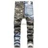 Jeans pour hommes Jeans de camouflage extensibles de luxe légers pour hommes patchs de couleur décors de poche jeans slim élégant jeans décontractés jeunesse sexy must; L231003