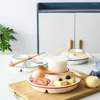 Plates Nordic Net Celebrity One-person Ceramic Breakfast Grid Plate Reduced Fat Quantitative Household Children's Set