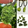 Moldavita natural verde aerolites cristal pedra pingente colar energia corda trançada jóias exclusivas colares315m