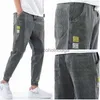 Men's Jeans Gray Blue Baggy Jeans Drawstring Waist Jeans Men Streetwear Elastic-Pants-Mouth Kpop Clothes Hip Hop Wide Leg HarajukuL231003