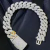 marka moda kobieta 12 mm szerokość spadek wysyłki 925 srebrne białe złoto VVS moissanite lodowany bip -hop kubańska bransoletka
