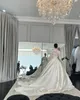 Elegant A Line Lace Wedding Dresses High Neck Long Sleeves Wedding Dress Button Back Sweep Train Ruffle robe de mariee bridal gowns