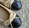 Designerskor Paris Brand Back Ballet Flats Channellies Shoe Women Spring Quilted äkta läderslip på ballerina lägenheter för kvinnor